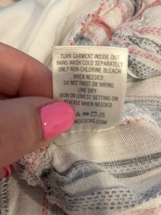 Jun & Ivy Striped Ruffle Tie-Front Cami Tank Top Womens Sz Medium White Red Blue - Picture 7 of 10